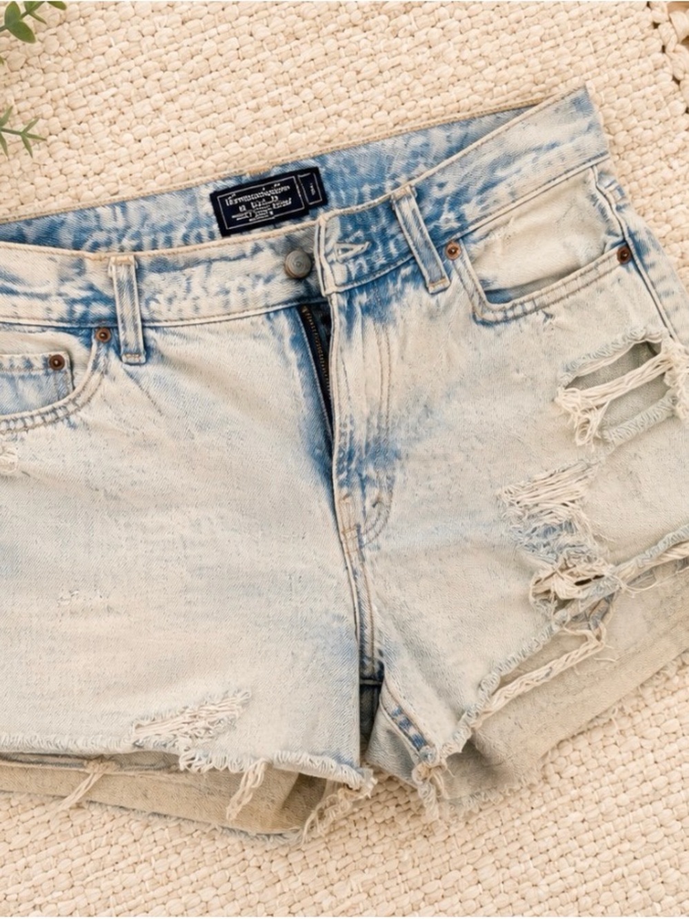 Abercrombie Light Wash Distressed Denim Shorts